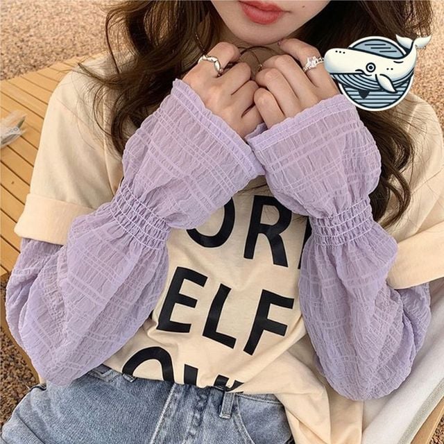 여름 팔가리개 여성 쿨 토시 퍼플 손등 보호