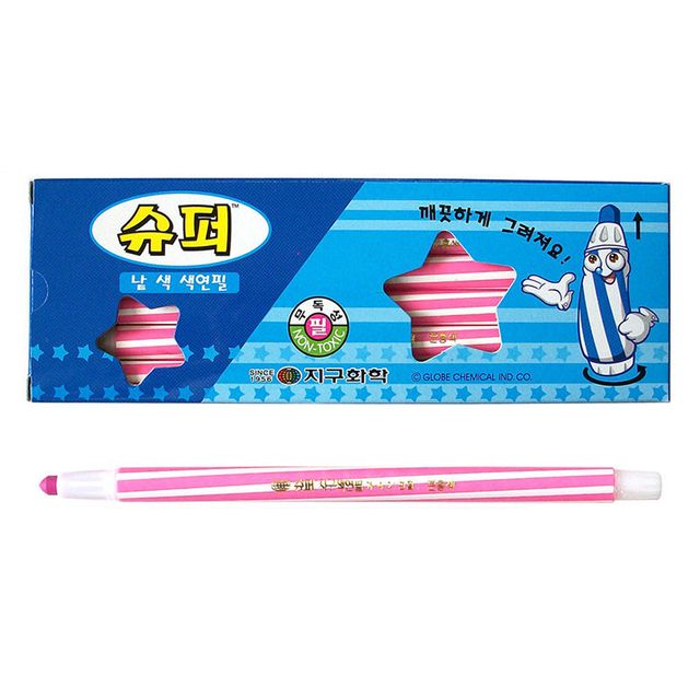 지구화학 슈퍼 낱색 색연필 (12자루) 1다스 (분홍)