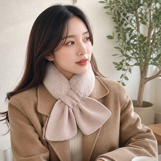 방한 니트 목도리 쁘띠 퍼 머플러 겨울 넥워머 커플 아이템 모음