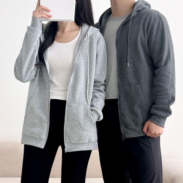 패플 겨울 공용집업티 기본후드 기모후드 베이직 남녀 블랙 집업 회색후드