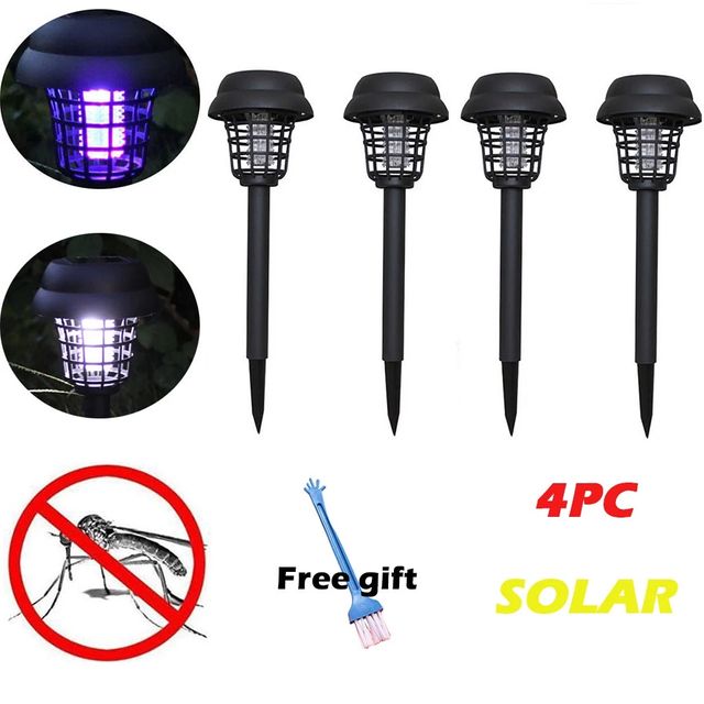 해충킬러 4PCS 태양 강화한 LED 옥외 정원 정원 잔디