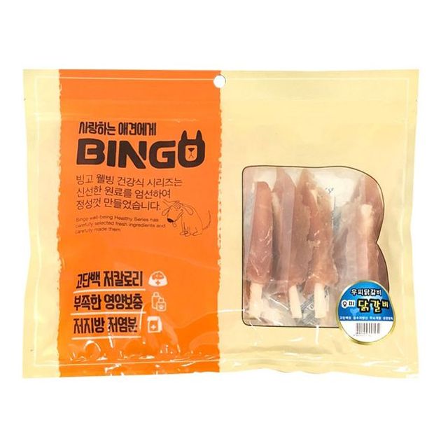 애견간식 빙고 우피 닭갈비 400g 1팩 쫄깃한 식감의 반려견 간식