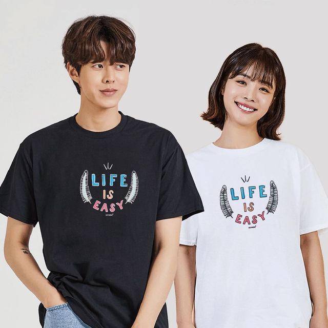 키밍 맨투맨 후드티 life is easy 그래픽반팔티