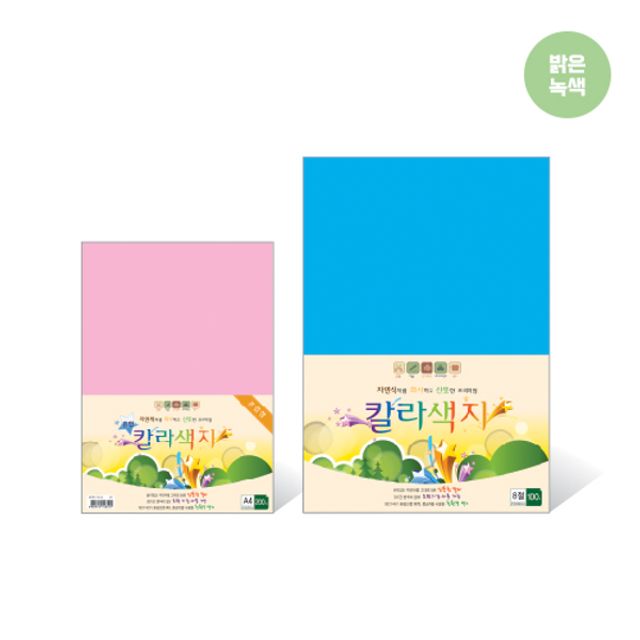 칼라색지 8절 N09 밝은녹색 120g 270X390mm 100매