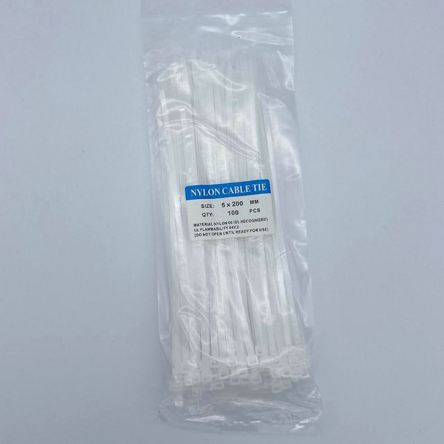 혜명몰 화이트 케이블타이 5x200mm 100pcs 전기자재 전선정리타이 전선정리용품 배선타이 케이블정리밴드