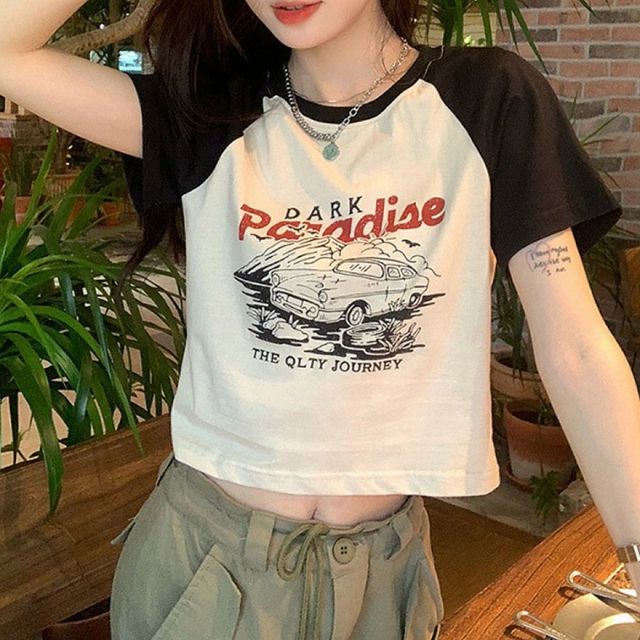 여자 크롭티 반팔티 핏 예쁜 여름티