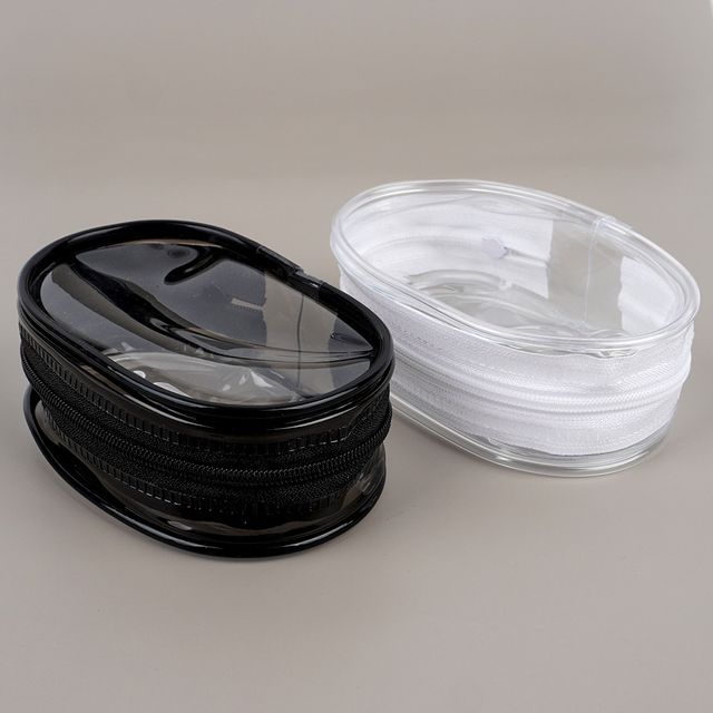 다용도파우치 투명지퍼백 PVC 지퍼형 미니 타원형 투명 보관 파우치
