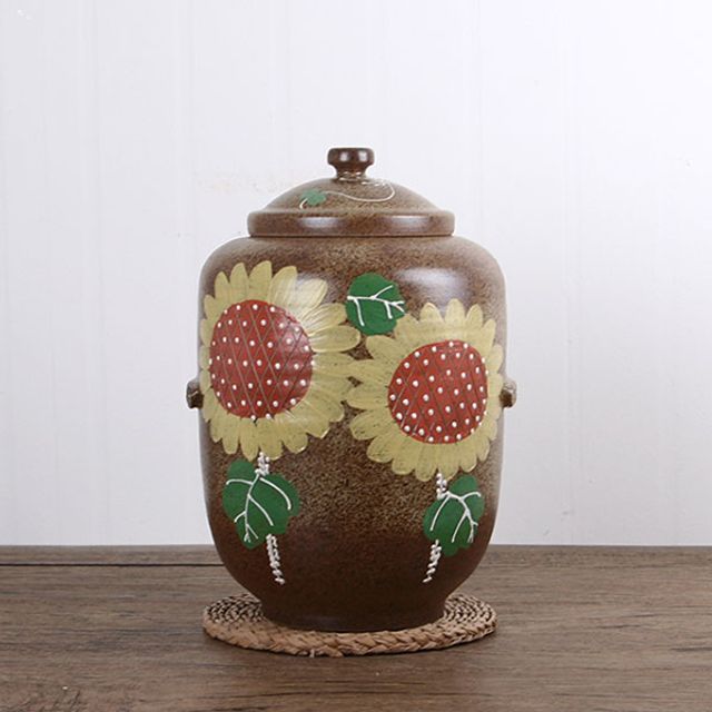 해바라기 쌀통 10kg 대용량 쌀독 항아리형 보관함