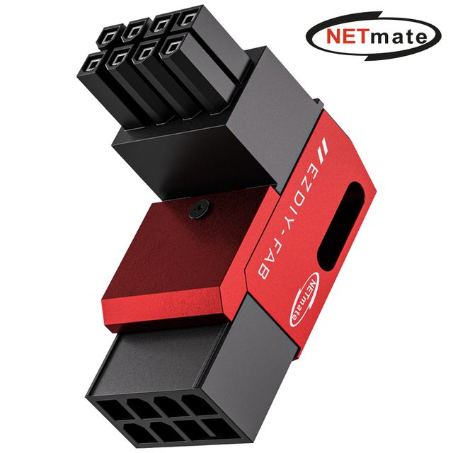 (Netmate) 그래픽카드 8핀 연장어댑터 역방향(레드)