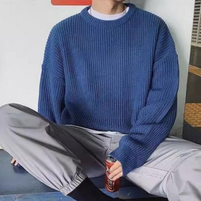 남자 루즈핏 골지 니트 긴팔 티셔츠 오버핏 가을 겨울 데일리 스웨터