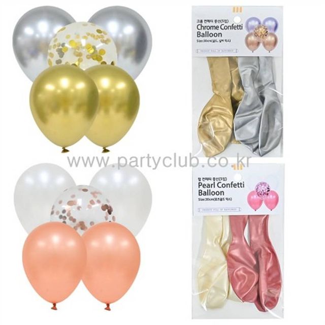 TBZ (PC) 30cm 팝컬러 크롬풍선 (5입)