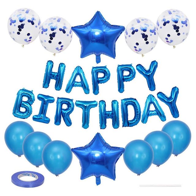 블루 생일파티풍선세트 이벤트풍선 이니셜풍선 풍선데코
