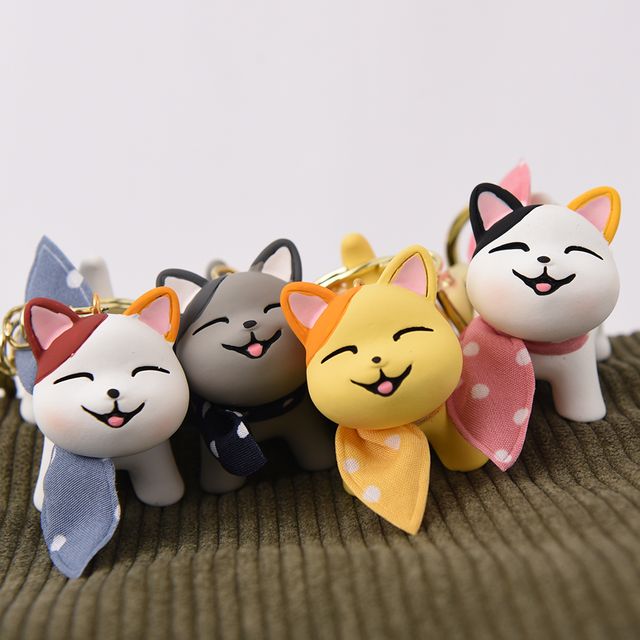 땡땡이 스카프 얼룩 고양이 스트랩 키링 4Colors