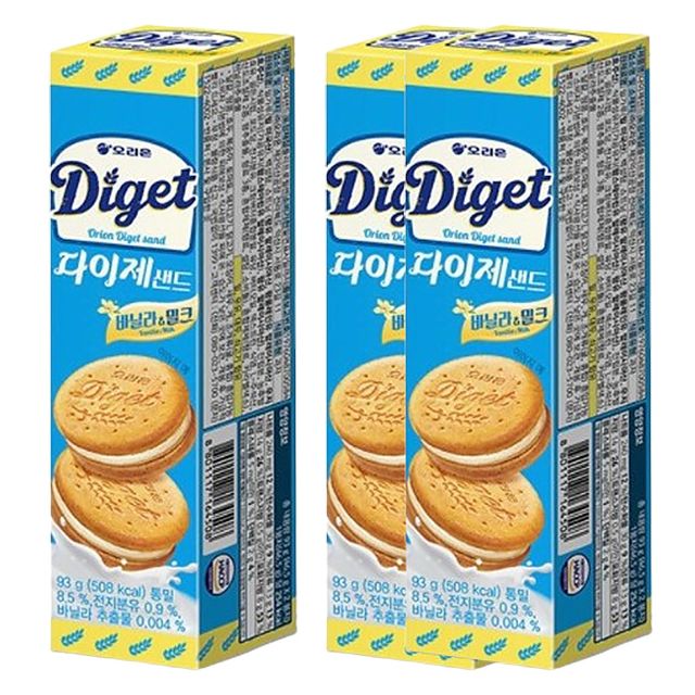 다이제 바닐라밀크 샌드쿠키 93g 3개 달콤한 비스킷