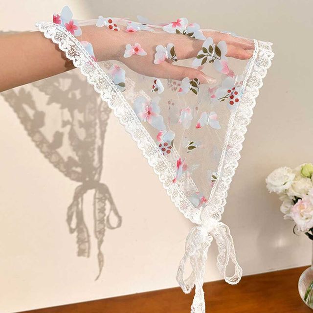 레이스 나비 두건 스카프 러블리 빈티지 패션 코디