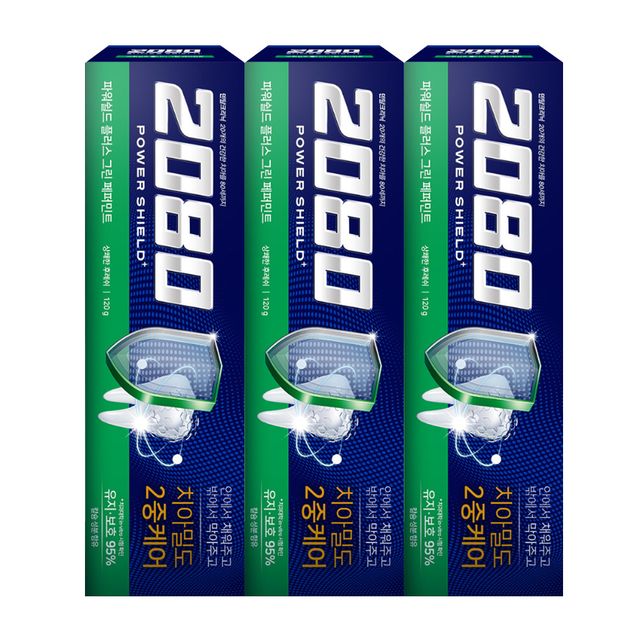 혜명몰 2080 파워쉴드 플러스 그린 페퍼민트 치약 120gx3개입 화장실인테리어소품 상쾌한치약 구취제거치약