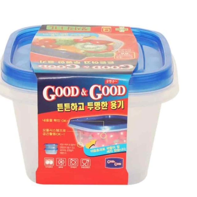 밀폐용기 정사각 1.1L 2p 냉장고보관용기 식품용기 반찬밀폐용기 냉동실정리용기