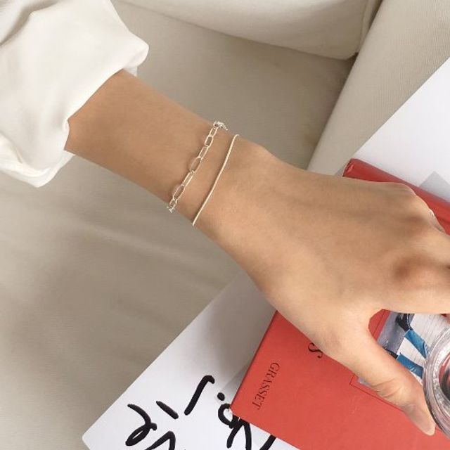 (silver925) long chain bracelet