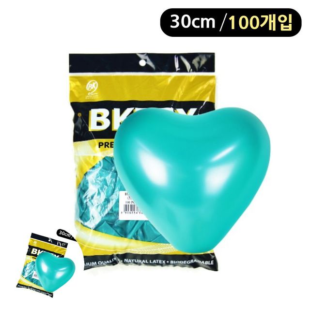 색깔풍선 고무풍선 그린 펄 하트풍선 30cm 100개입