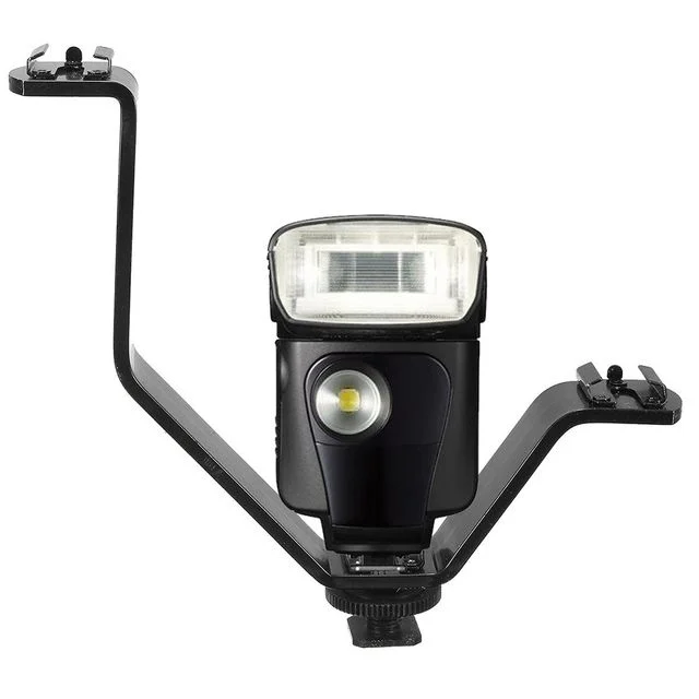 트리플 핫슈 마운트 거치대 플래시 마이크 DSLR 카메라