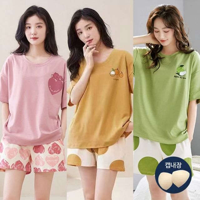 반팔 잠옷 원형 캡내장 디자인