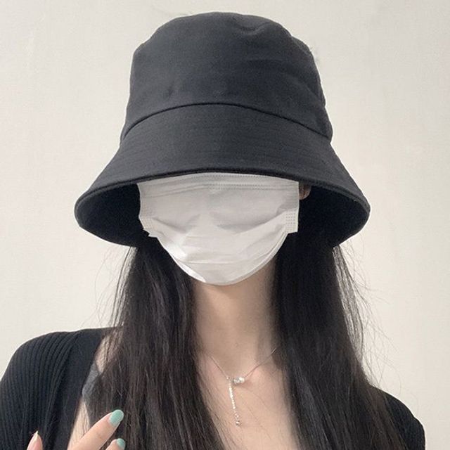 여성 무지 블랙 벙거지 모자 기본 패션 버킷햇