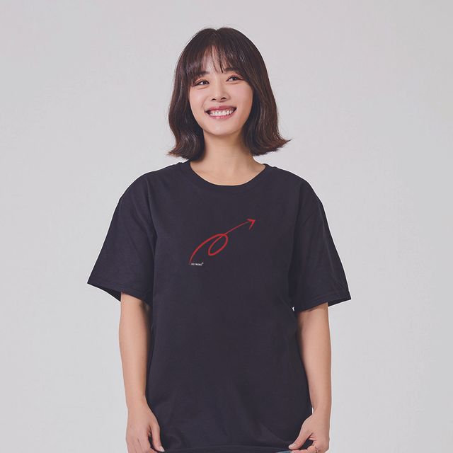 남성 기본티 면티셔츠, 봄 화살표 프린트 반팔