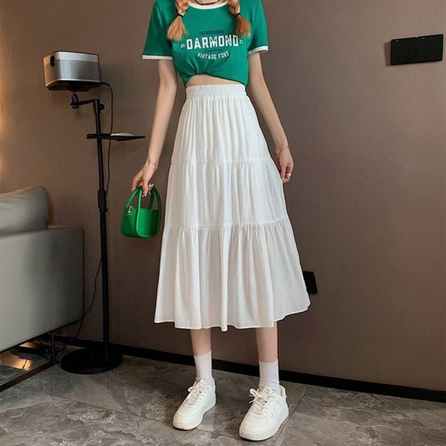 여성 롱 플레어 스커트 봄여름 캉캉 치마