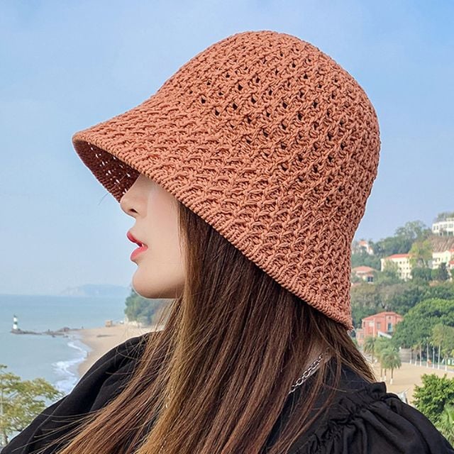 JUN팩토리 여성모자 물결꽈배기II 벙거지 버킷햇 밀짚모자