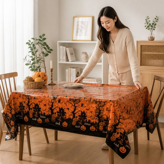 할로윈 파티 식탁보 130x220 거실 주방 인테리어 테이블 커버 장식