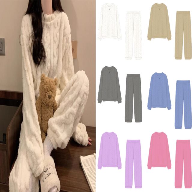 WL 유니바운드 수면잠옷 커플잠옷 극세사 겨울 홈웨어 여성 임산부 실내복 파자마파티 잠옷세트