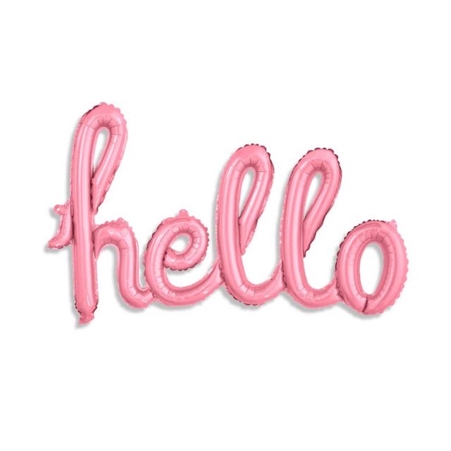 hello 핑크은박풍선 소문자 파티 장식용 소형 풍선 세트