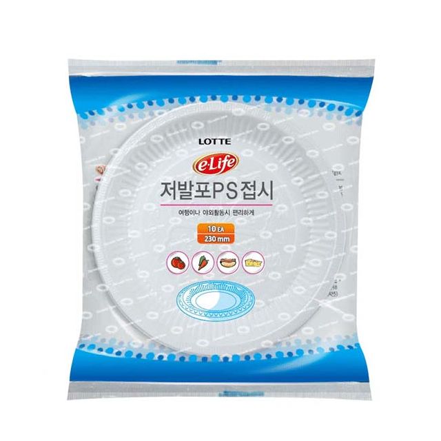 롯데 일회용 PS접시 23cm 10개입 1P 야외 일회용기