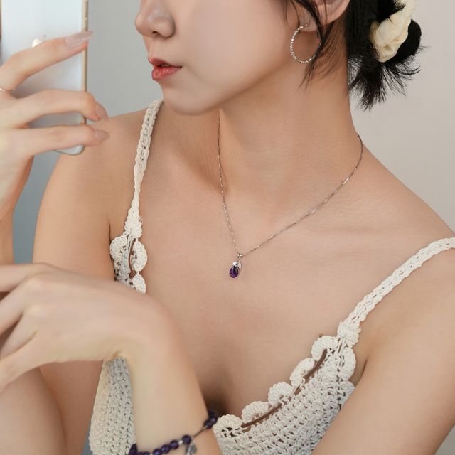시후주얼리 실버925 2월 탄생석 자수정목걸이 NS066N