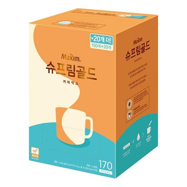 맥심 슈프림골드 170T 커피 믹스 스틱 블렌드 음료