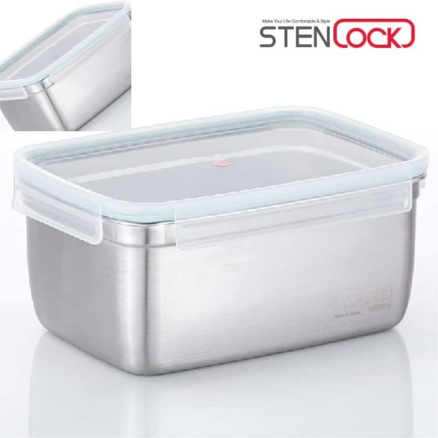 스텐락 직사각밀폐용기 9호 3400ml 스텐밀폐용기 밀폐스텐용기 스텐김치통 스텐반찬통