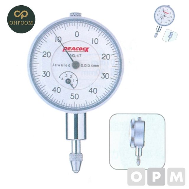 흔들림측정기 치수측정기 다이얼게이지 소형플랫백4mmx0.01 D36mm 1EA