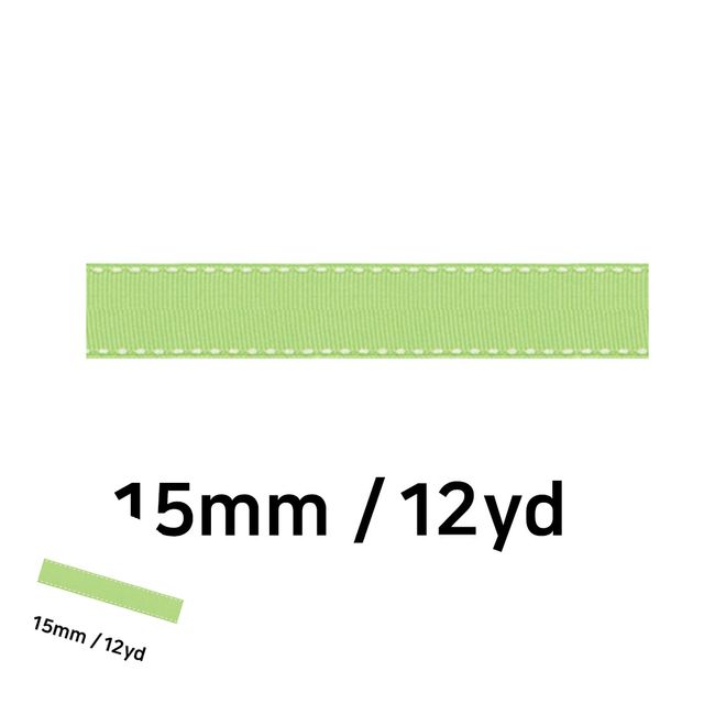 리본공예 포장타이 연두 리본 골직 스티치 롤 15mm