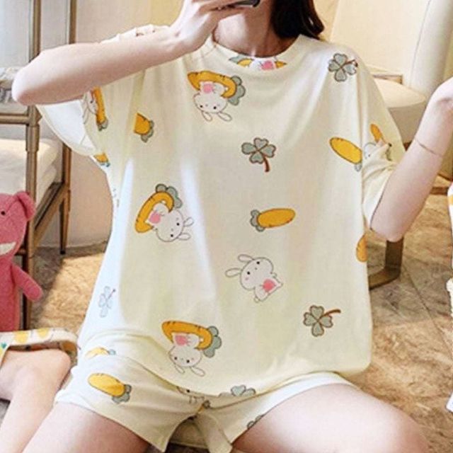 파자마 세트 클로버래빗 여름잠옷 여성여름잠옷 반팔 잠옷 여성