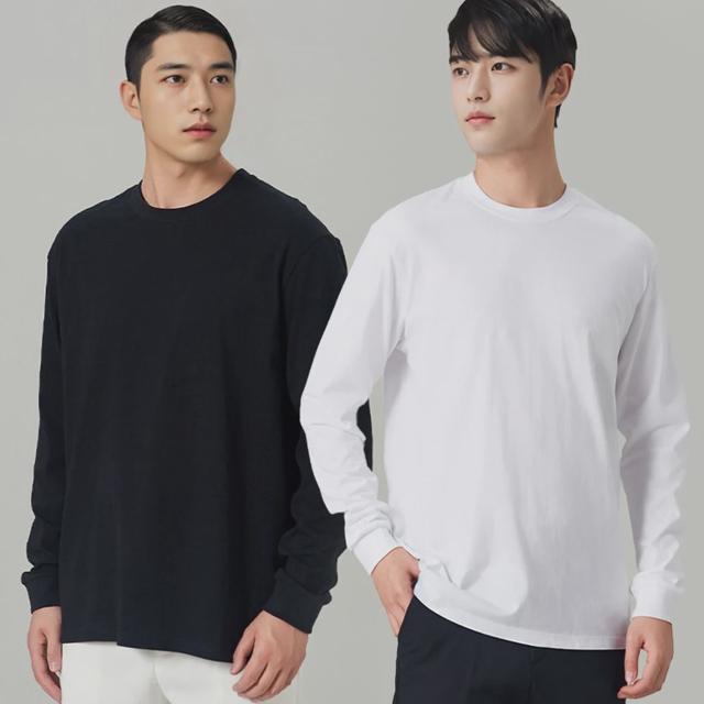 남성 기본 라운드 무지 긴팔 티셔츠 면티 롱슬리브