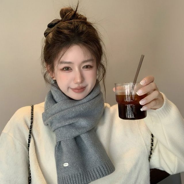 (H.LINE) 패션 소프트 니트 베이직 겨울 머플러