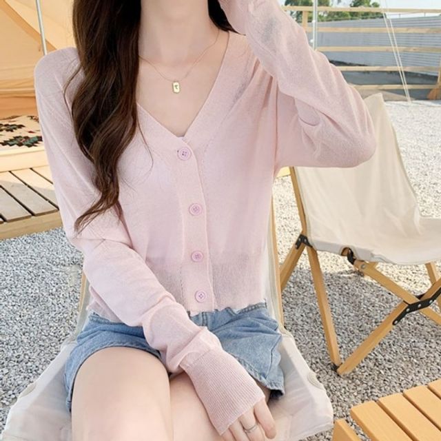 시원한 가디건 여름 이너용 데일리 얇은 파스텔 루즈