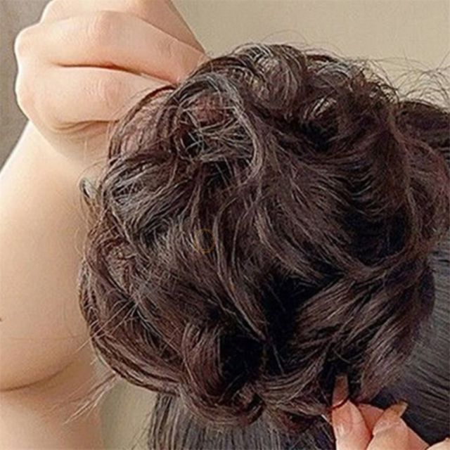 인모 올림파마머리 가발 브라운 혼주올림머리가발 여성똥머리가발 풍성한올림머리가발