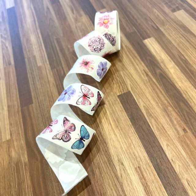 500p 꽃 8가지모양 롤스티커 나비 편지 롤형 꾸미기