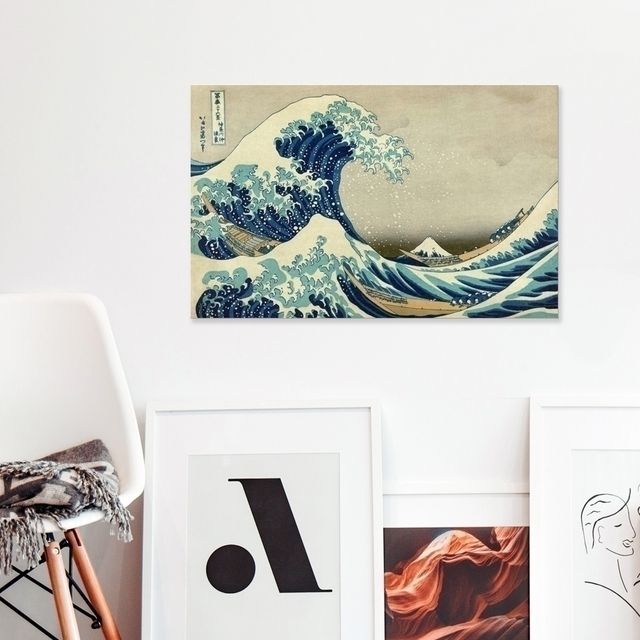 일본 명화 가나가와 캔버스액자 35x55cm - 인테리어 벽걸이 그림