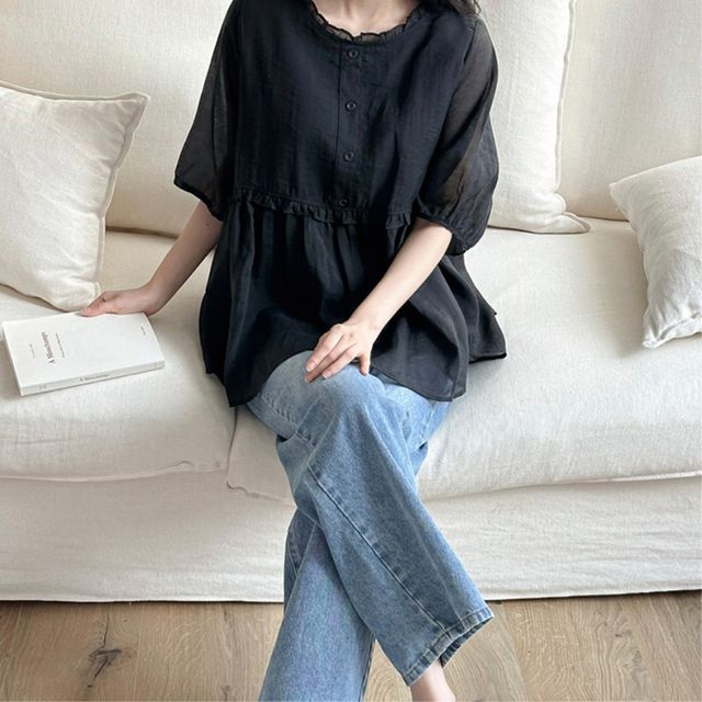 여자남방 블라우스 쉬폰블라우스 오피스룩 오버핏 봄