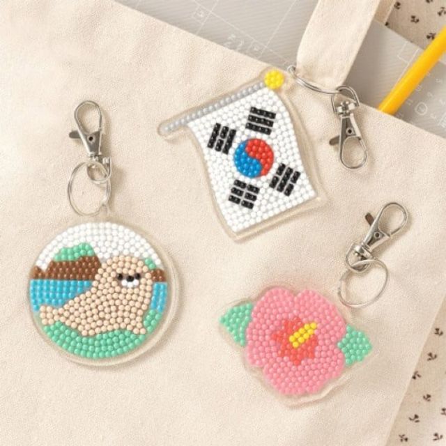 보석십자수 키링 만들기, 아이 미술놀이 DIY 손만들기