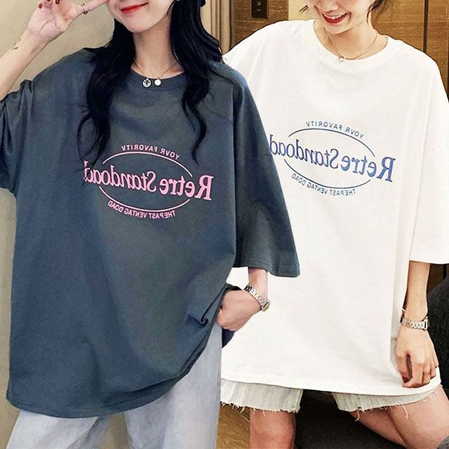티 2P 세트 루즈핏 반팔 레터링 여성반팔티 여성반팔티셔츠 셔츠