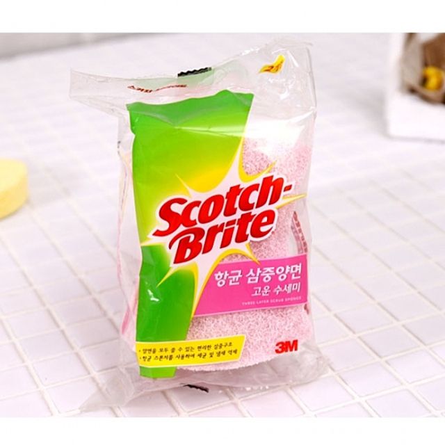 스카치브라이트 삼중 양면 고운 수세미 2P