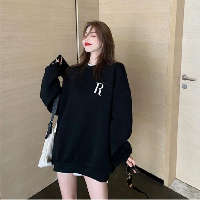 여성 라운드 루즈핏 티셔츠 맨투맨 스타일 메이비 - 편안한 데일리룩
